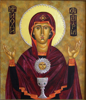 Mary, Eucharist Icon by Mary Jane Miller